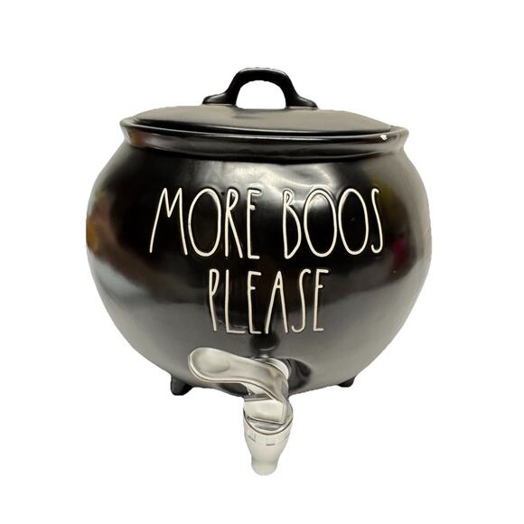 Halloween Party Decor “More Boos Please” Cauldron Drink Dispenser Black Rae Dunn - Picture 2 of 9
